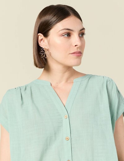 Chemise manches courtes vert pastel femme