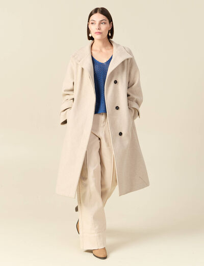 Pull ajour&eacute; col v manches 3/4 bleu marine femme
