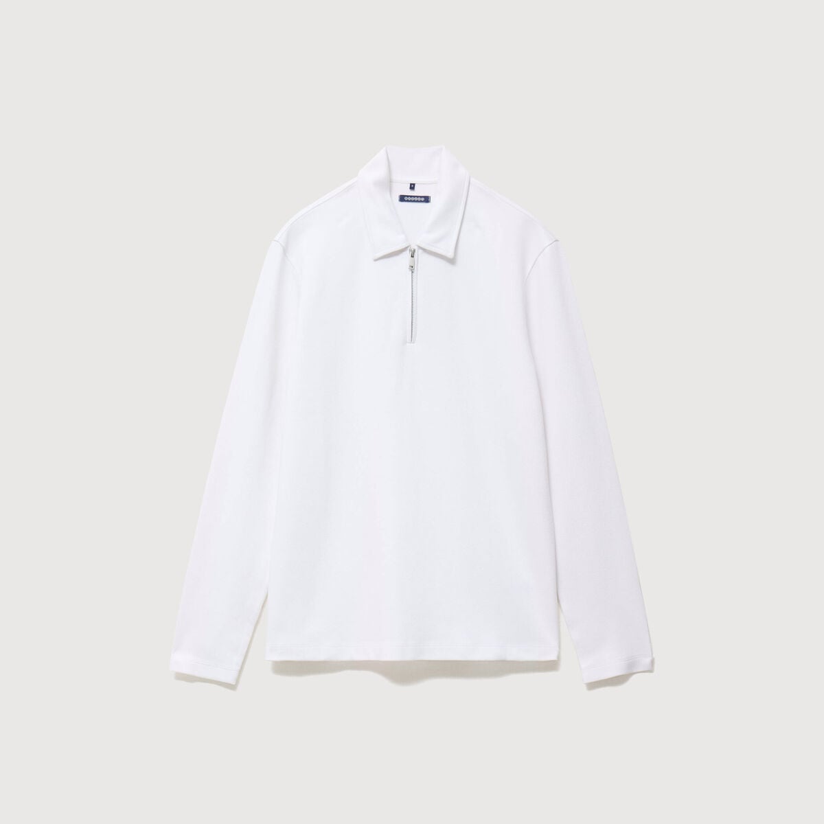 Polo droit manches longues blanc homme