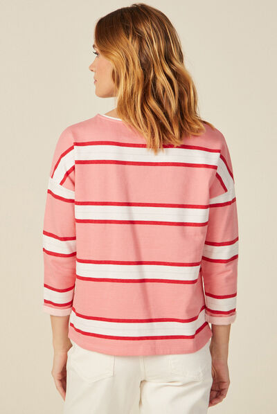 Sweat manches 3/4 rose femme