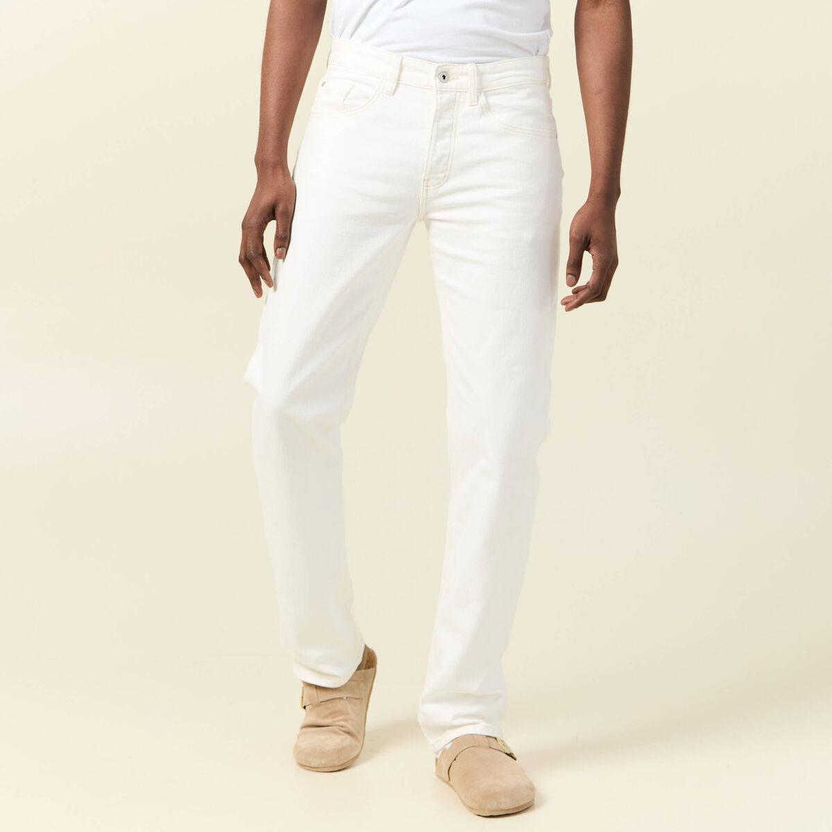Jeans regular longueur 34 denim blanc homme