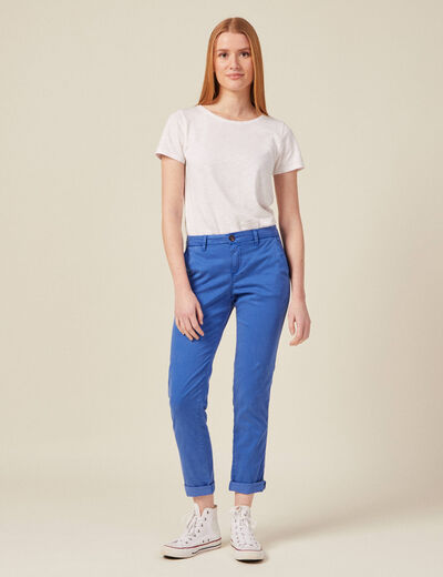 Pantalon chino Instinct bleu electrique femme