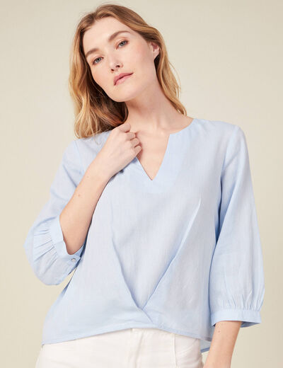 Blouse éco-responsable bleu ciel femme