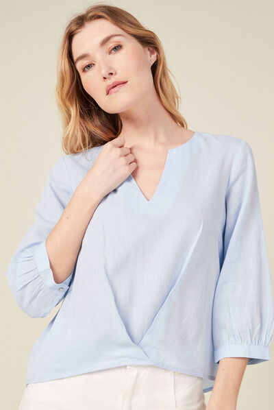 Blouse éco-responsable bleu ciel femme