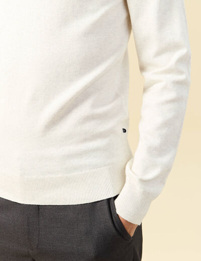 Pull droit court manches longues ecru homme
