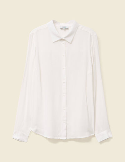 Chemise manches longues fluide blanc femme