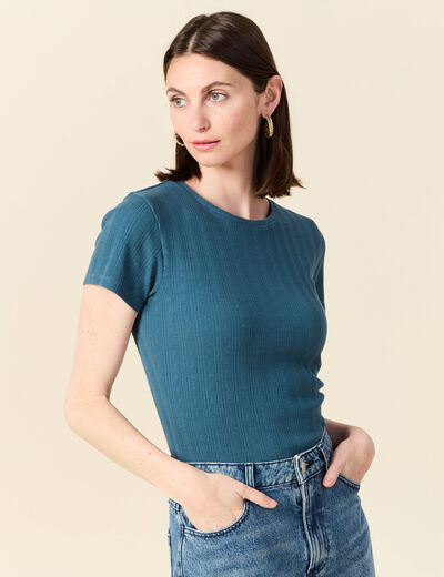 T-shirt manches courtes bleu gris femme