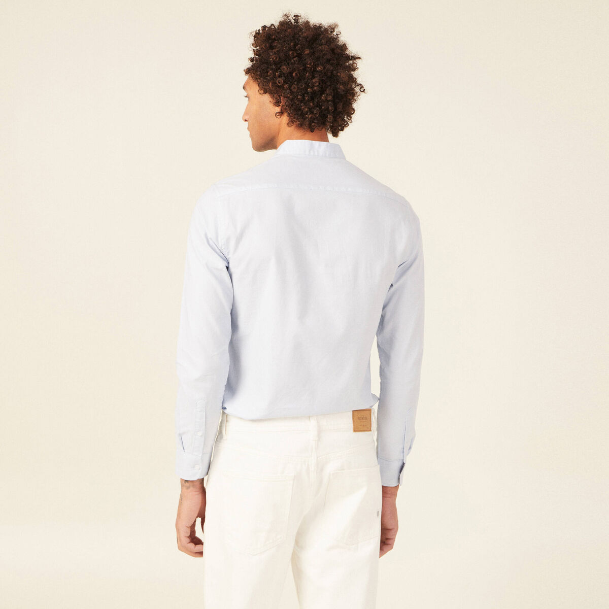 Chemise col mao bleu clair homme