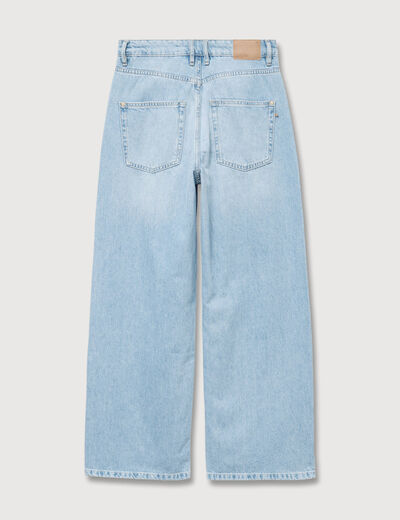 Jeans loose taille standard en coton denim bleach femme