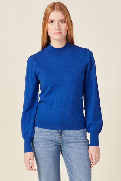 Pull manches longues bleu electrique femme