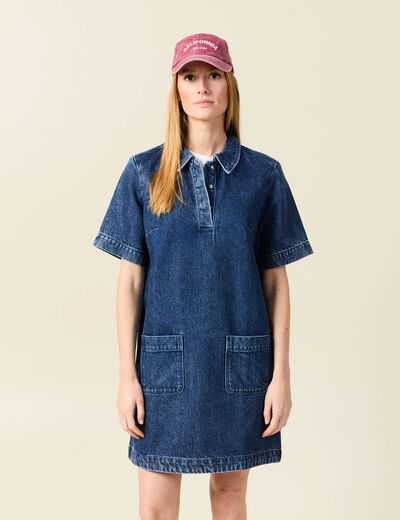 Robe jeans manches courtes denim stone femme