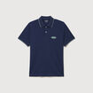Polo cintr&eacute; en coton manches courtes bleu marine homme