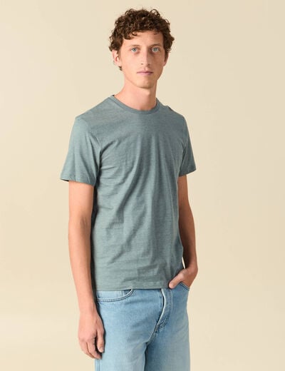 T-shirt cintr&eacute; col rond manches courtes vert fonc&eacute; homme