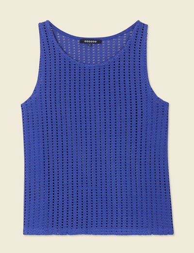 Débardeur sans manches ajouré bleu violet femme