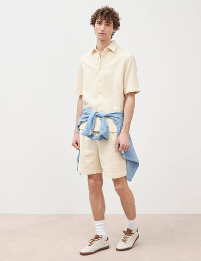 Chemise boyfriend manches courtes ecru homme
