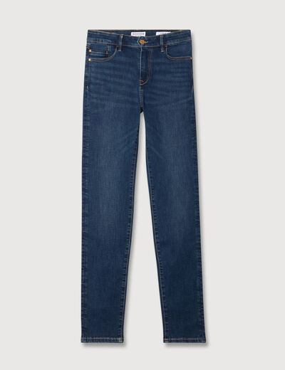 Jeans slim taille haute denim brut femme