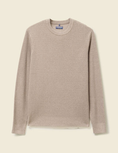 Pull droit manches longues vert kaki homme