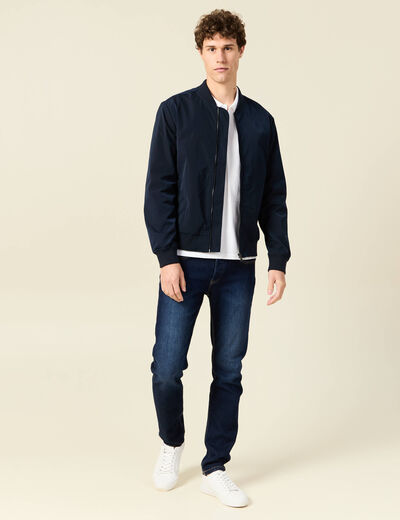 Blouson teddy éco-responsable bleu marine homme