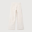 Pantalon large taille haute en velours ivoire femme