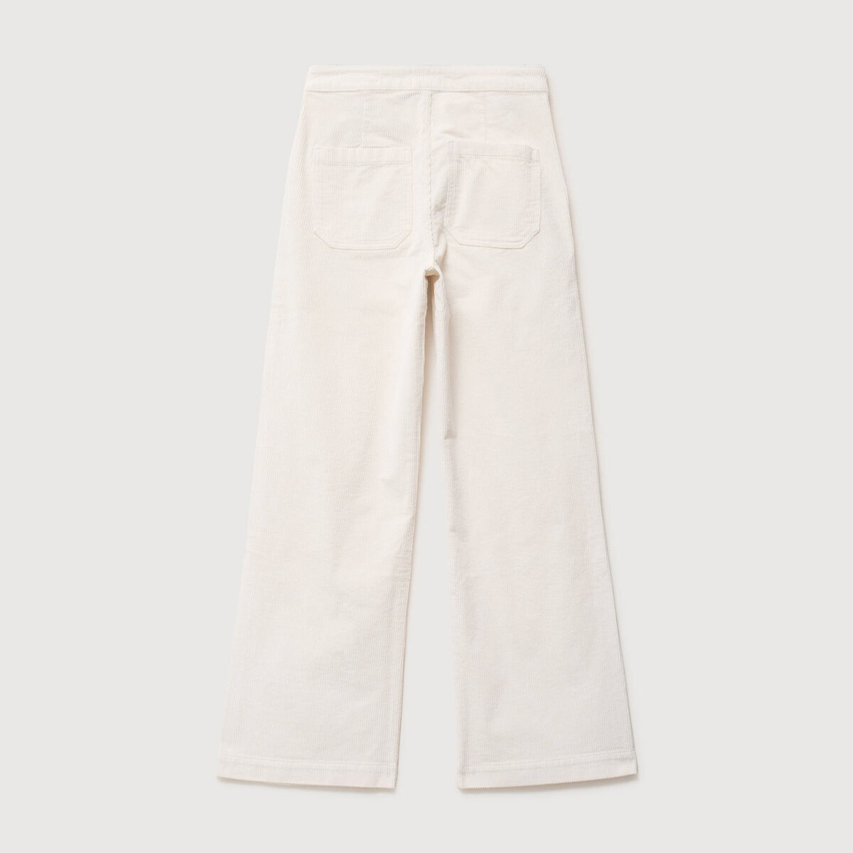 Pantalon large taille haute en velours ivoire femme