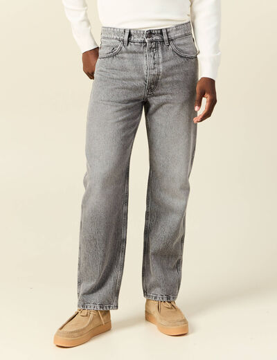Jeans relax 5 poches denim gris homme