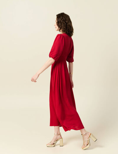 Robe longue évasée rouge foncé femme