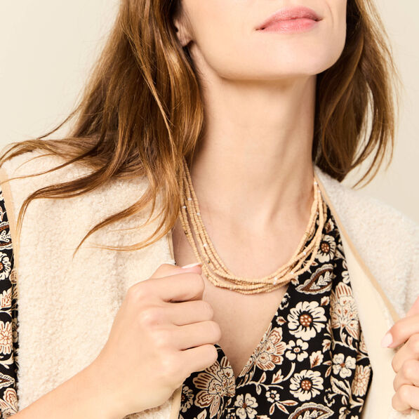 Collier multirangs beige femme