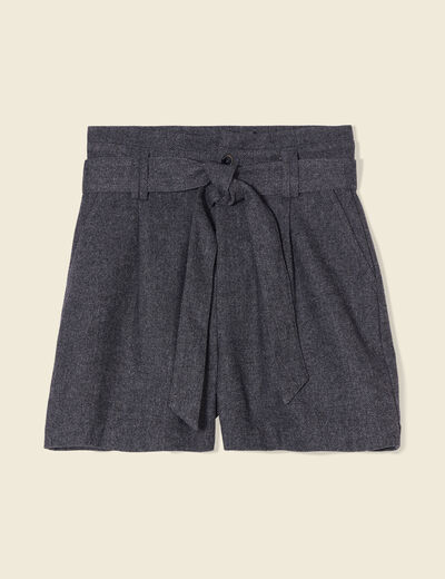 Short paperbag taille haute gris foncé femme