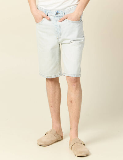 Bermuda droit en jean denim snow bleach homme