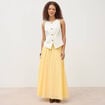Gilet sans manches col rond doubl&eacute; ivoire femme