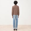 Pull droit col montant manches longues marron femme
