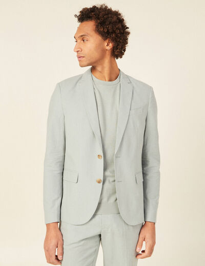 Veste blazer boutonnée bleu gris homme