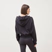Sweat zipp&eacute; &agrave; capuche gris fonc&eacute; femme