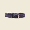 Ceinture tressée en cuir bleu foncé homme