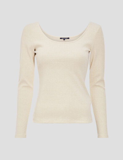T-shirt manches longues ecru femme
