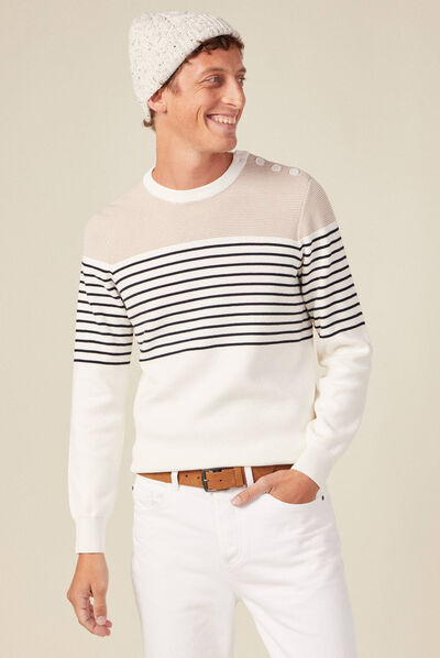 Pull manches longues ecru homme