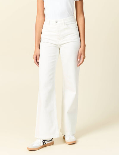 Jeans large taille haute denim blanc femme
