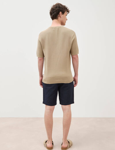 T-shirt en coton manches courtes beige homme