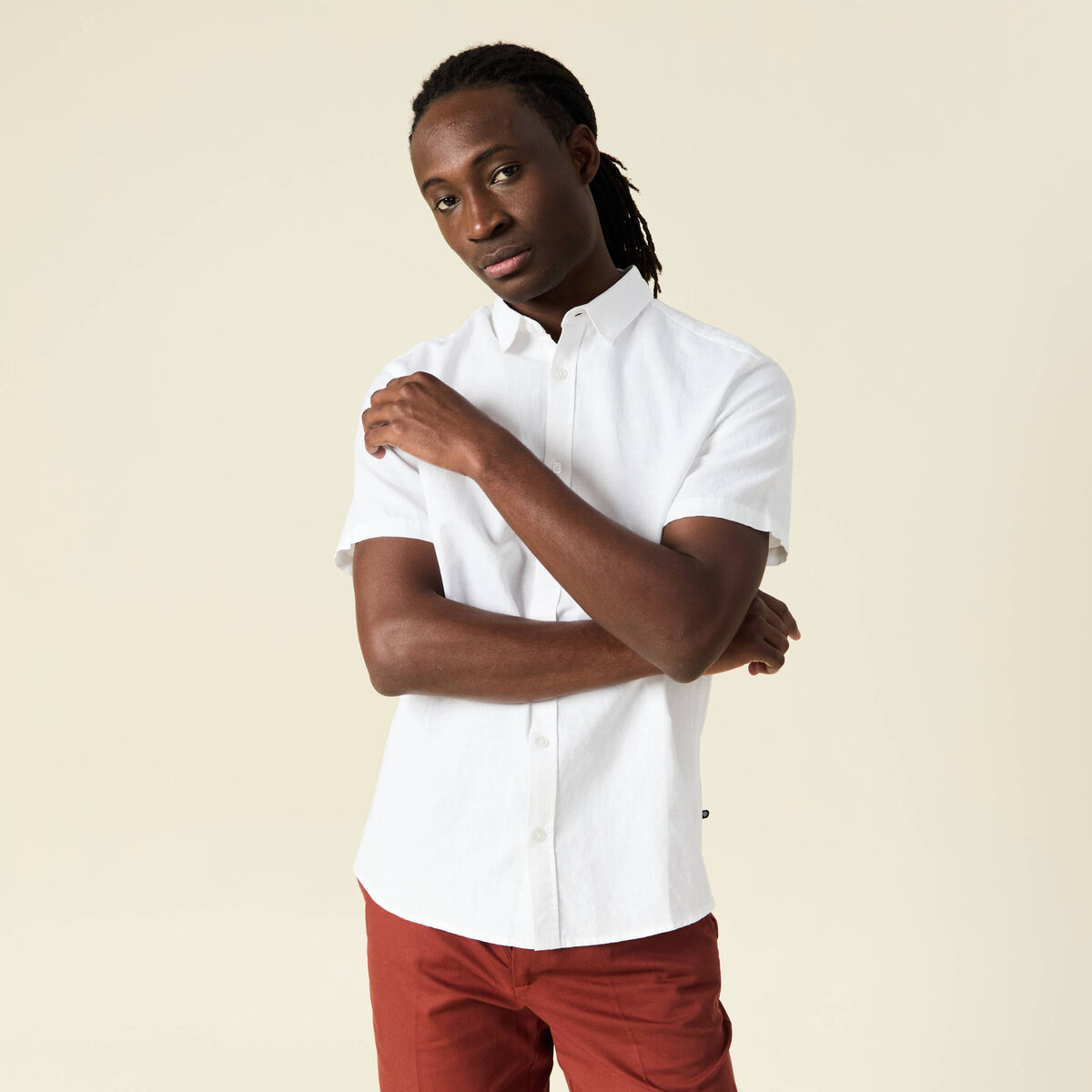 Chemise manches courtes blanc homme