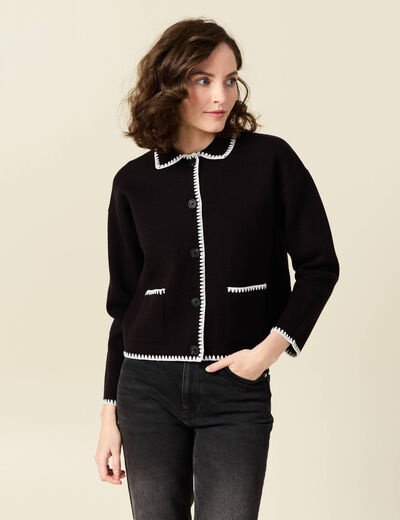 Gilet manches longues noir femme