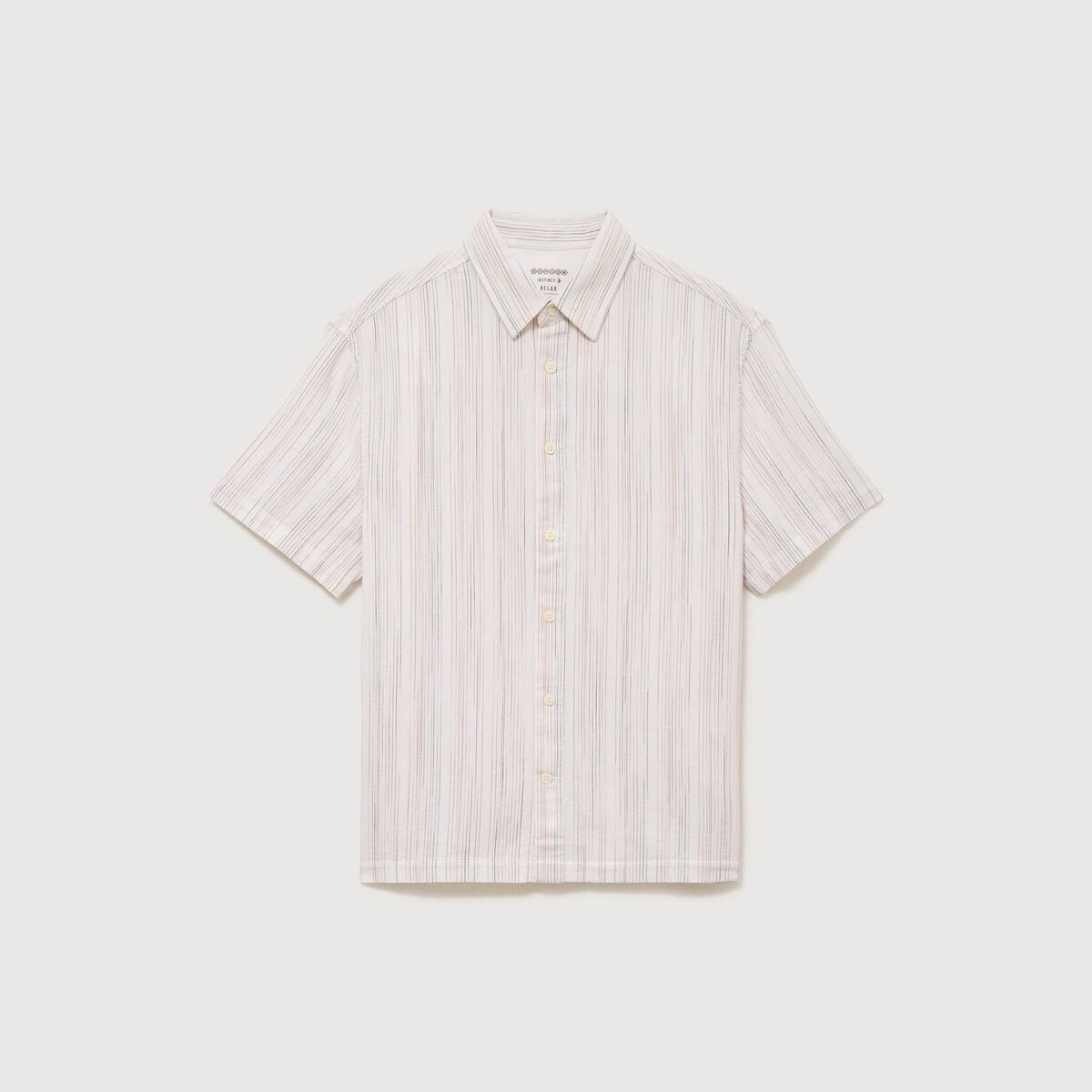Col en maille coton manches courtes ecru homme