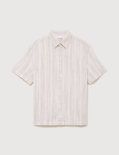 Col en maille coton manches courtes ecru homme