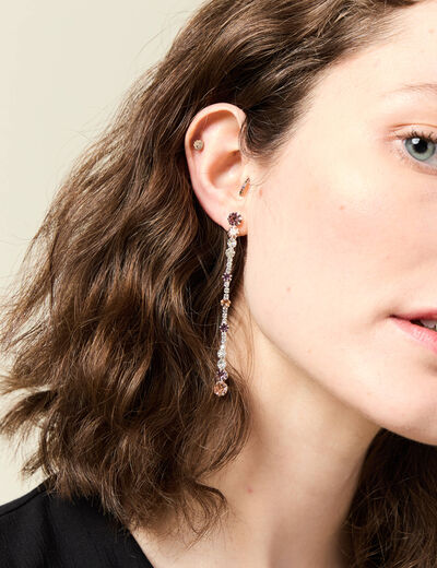 Boucles d'oreilles pendantes gris argent femme