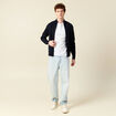 Gilet manches longues zipp&eacute; bleu marine homme