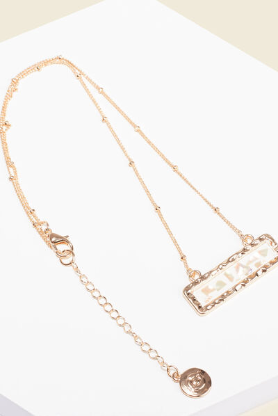 Collier pendentif en résine couleur or femme
