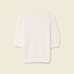 Pull ajouré col rond manches courtes ecru femme