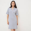Robe manches courtes en maille ecru femme