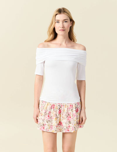 T-shirt manches courtes blanc femme