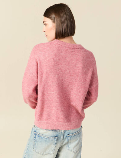 Pull col rond manches longues mauve femme
