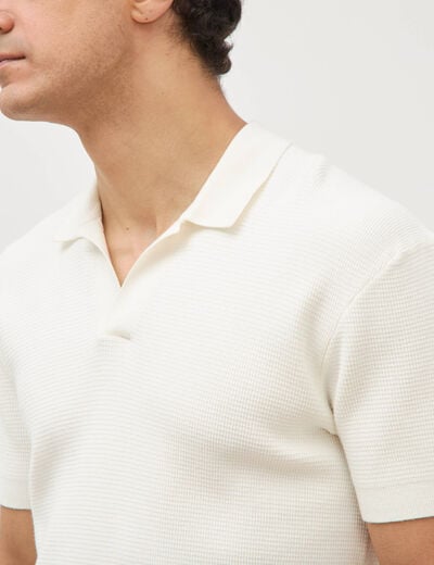 Polo cintr&eacute; manches courtes ecru homme
